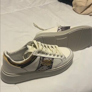 Chic White and Gold Women's Sneakers